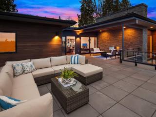 Upper patio at night